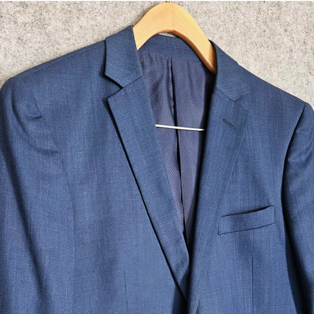 Bocaccio Uomo Mens Blue Two Button Blazer Suit Jacket Textured Notch Lapel 40R